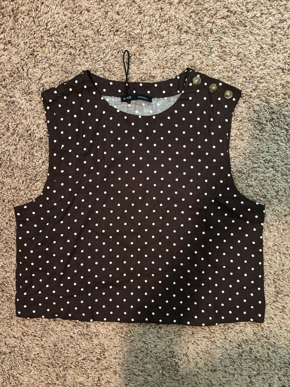 Mango Black Polka Dot Crop Top